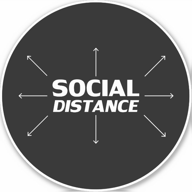 Pegatina "Distancia Social" Covid 19 Círculo De Grandes Pla (Anverso)