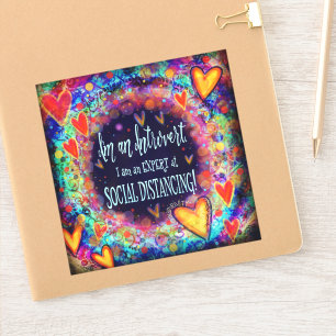 Pegatina Distancia social Introvertido Graciosa Inespiritiv