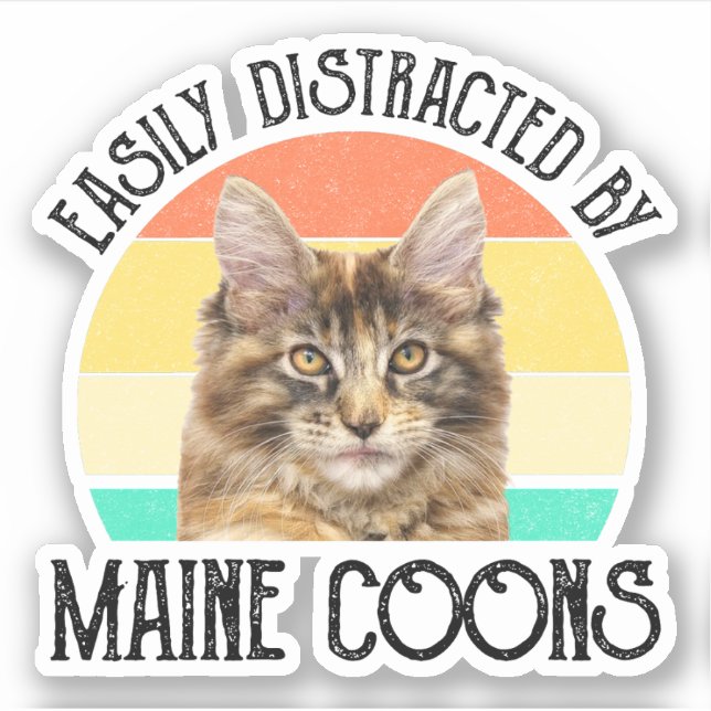 Pegatina Distraído Fácilmente Por Maine Coons (Anverso)