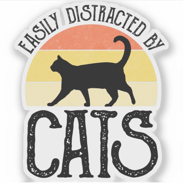Pegatina Distraídos Fácilmente Por Los Gatos (Anverso)