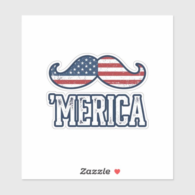 Pegatina Distressed America Mustache Patriotic Vector Desig (Hoja)