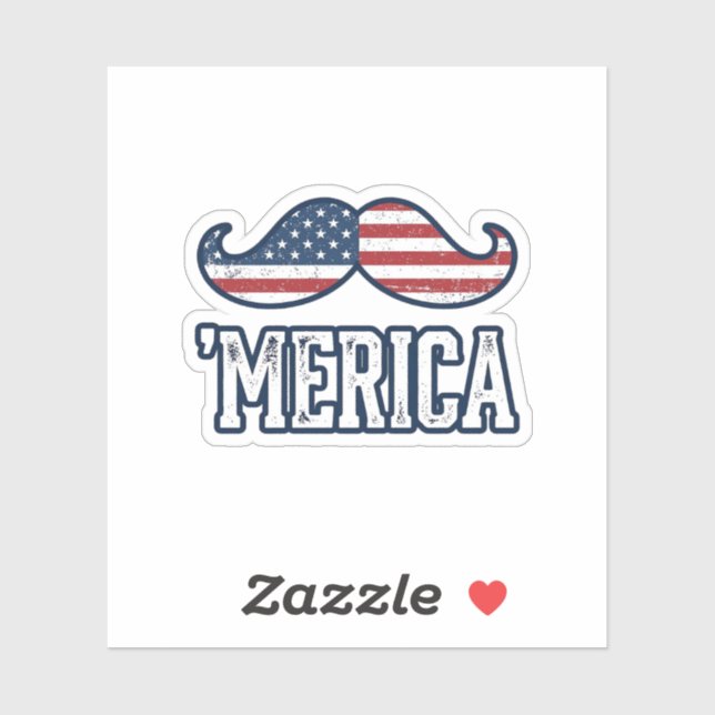 Pegatina Distressed America Mustache Patriotic Vector Desig (Hoja)
