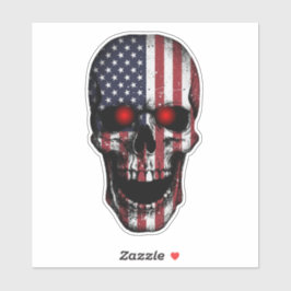 Pegatina Distressed Flag Skull Red Eye Vinyl Decal