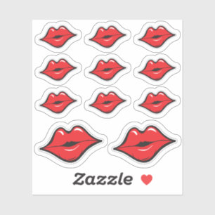 Pegatina Distribuidor de lápiz labial Red Kissing Lips Plan