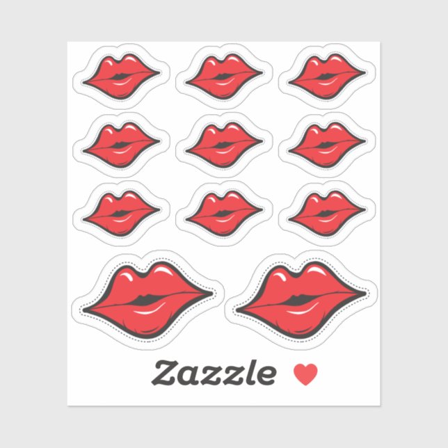 Pegatina Distribuidor de lápiz labial Red Kissing Lips Plan (Hoja)