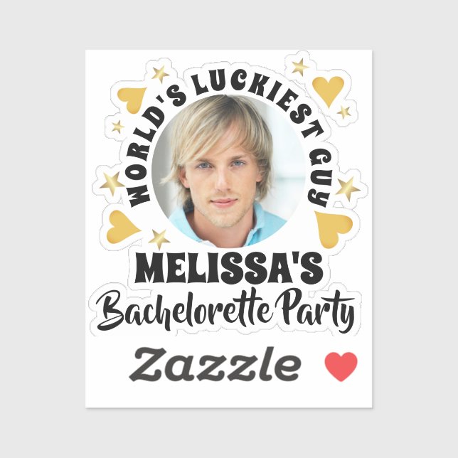 Pegatina Diversión cara del novio foto despedida de soltera (Hoja)