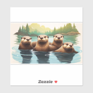 Pegatina Diversión de la familia Otter