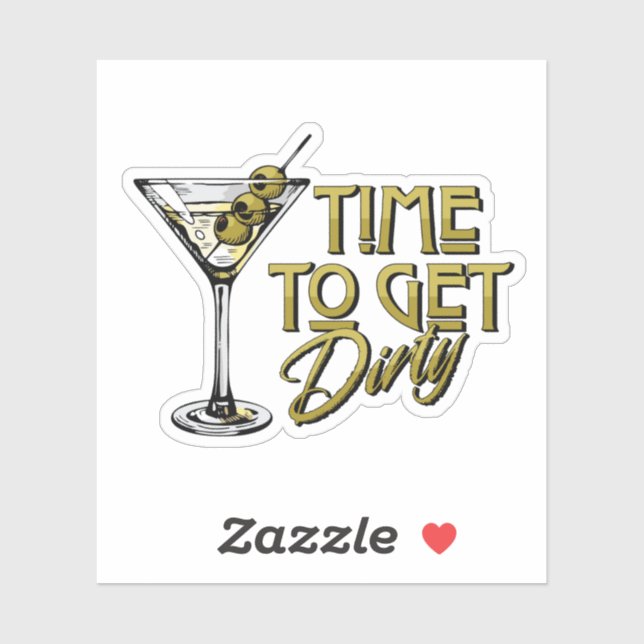 Pegatina Diversión de Martini sucia y retro (Hoja)