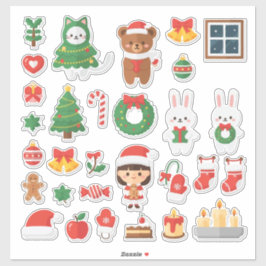 Pegatina ¡Diversión definitiva de Navidad Kawaii! Mega Stic