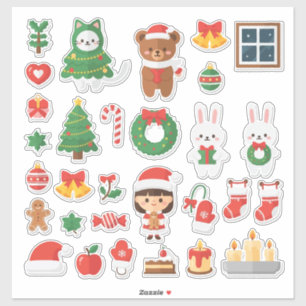 Pegatina ¡Diversión definitiva de Navidad Kawaii! Mega Stic