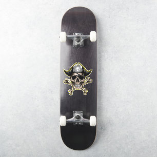 Pegatina Diversión en Skateboard Jolly Roger Skull Cross Bo
