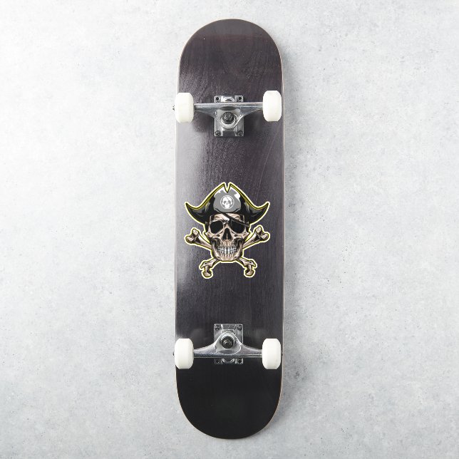 Pegatina Diversión en Skateboard Jolly Roger Skull Cross Bo (Monopatín)