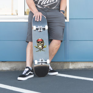 Pegatina Diversión en Skateboard Jolly Roger Skull Cross Sw