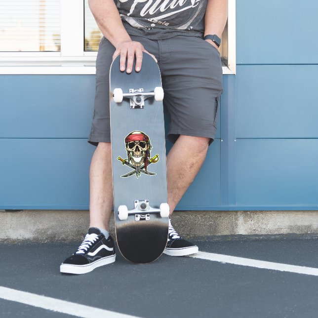 Pegatina Diversión en Skateboard Jolly Roger Skull Cross Sw (Patinador)