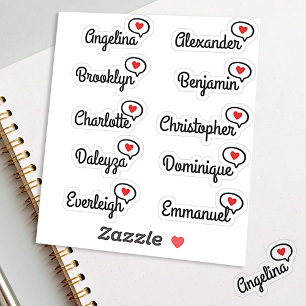 Pegatina Diversión Red Heart Speech Bubble Guest List 10 No