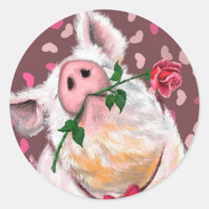 Pegatina divertida con Gentleman Pig - Amor
