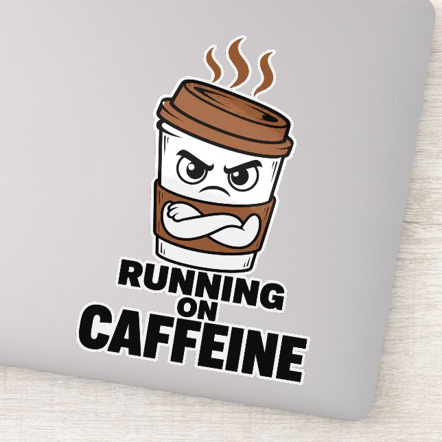 Pegatina divertida de café para personas que funci (Detalle)