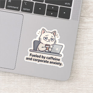 Pegatina divertida de gato con cafeína para el ago