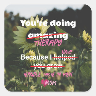 Pegatina divertida de girasol de madre a hijo adul