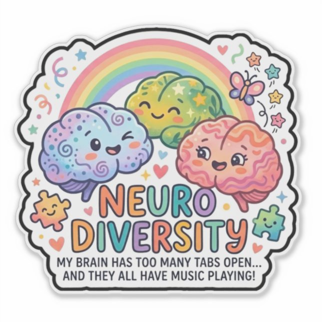 Pegatina divertida de neurodiversidad (Anverso)