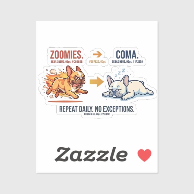 Pegatina divertida de perro repetidor de coma de z (Hoja)