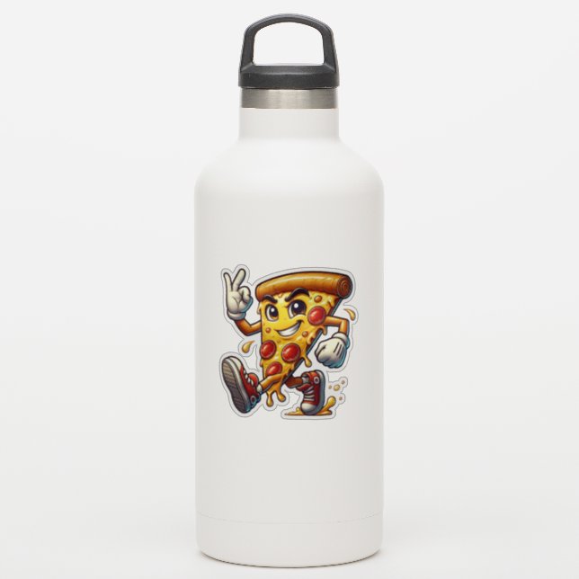 Pegatina divertida de porción de pizza con actitud (Botella de agua)