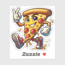 Pegatina divertida de porción de pizza con actitud