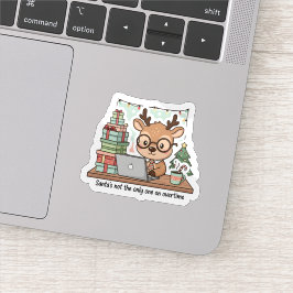 Pegatina divertida de reno de Navidad trabajando h