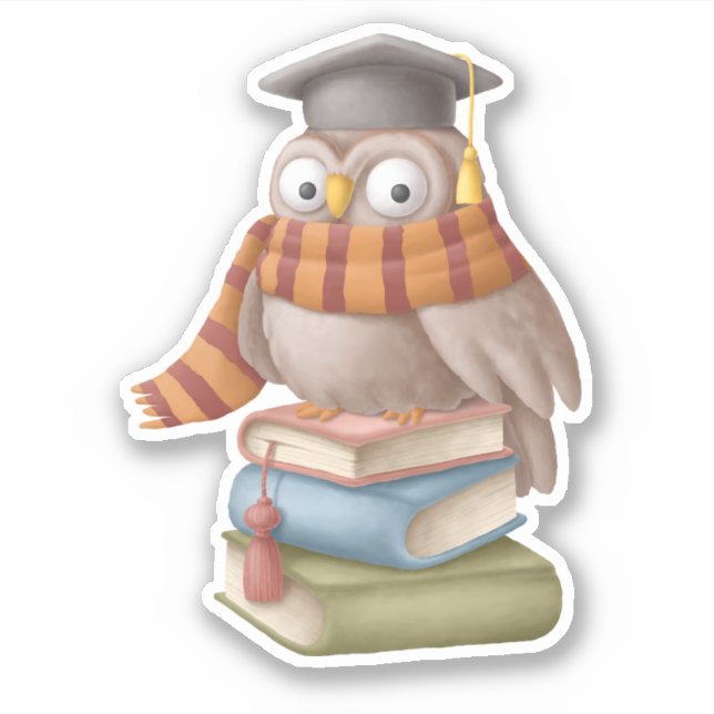 Pegatina Divertida lectura del libro de la escuela de búho  (Anverso)
