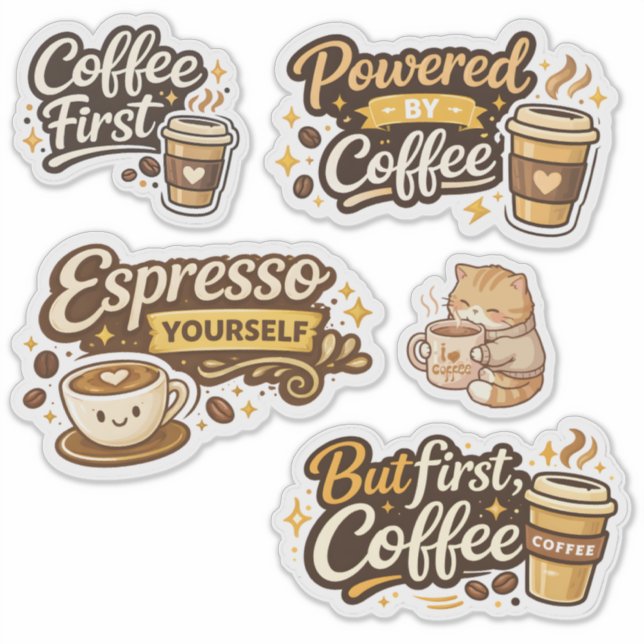 Pegatina Divertida para Amantes del Café (Anverso)