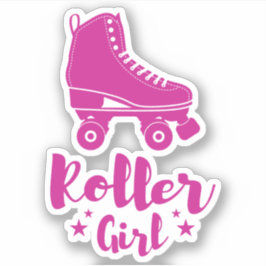 Pegatina Divertidas estrellas de skate de niña rosa calient