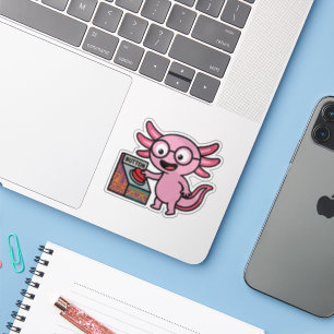 Pegatina Divertidas preguntas de axolotl azteca Oh No botón