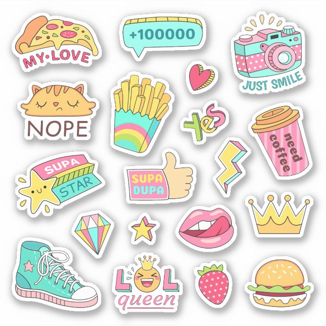 Pegatina Divertido adolescente Chica Cosas Cute Personaliza (Anverso)