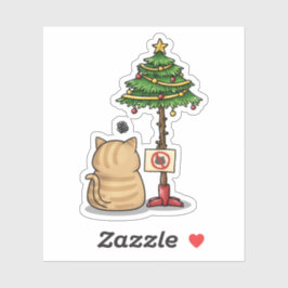 Pegatina Divertido árbol de Navidad Cat
