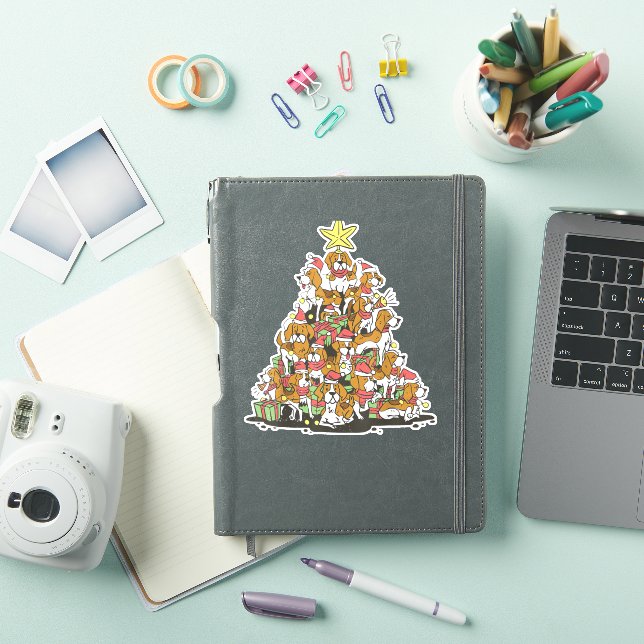 Pegatina Divertido beagle árbol de Navidad para los amantes (Funda para iPad)