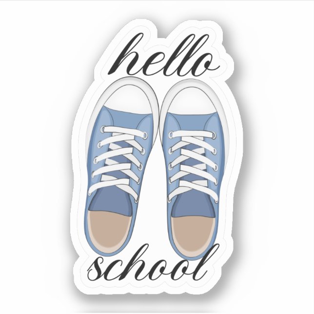 Pegatina Divertido Blue Hello School Tennis Shoes (Anverso)