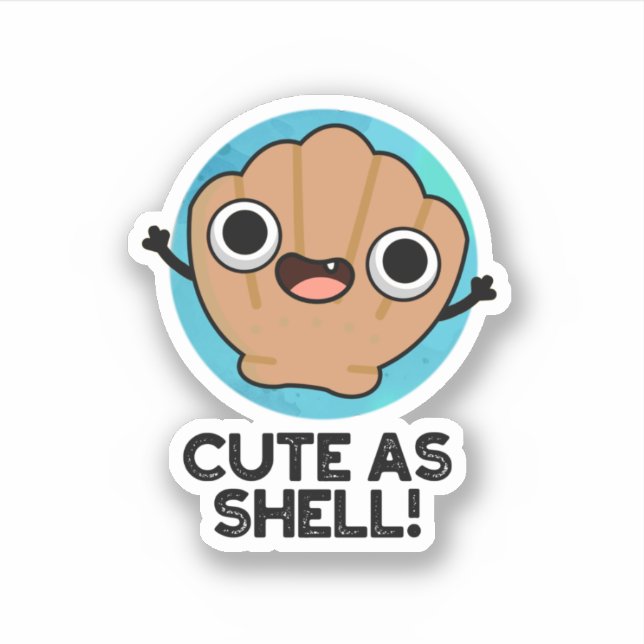 Pegatina Divertido Como Funny Seashell Pun (Anverso)