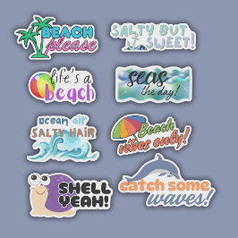 Pegatina Divertido conjunto temático sobre la playa a prueb