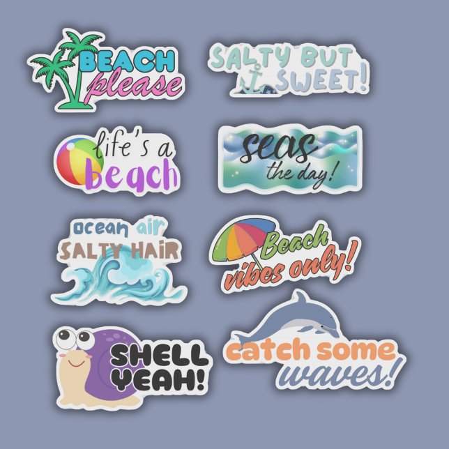 Pegatina Divertido conjunto temático sobre la playa a prueb (Subido por el creador)