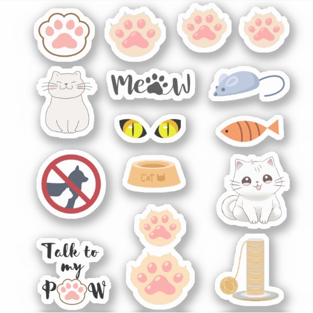 Pegatina Divertido Cute adorable gatito rosa PawPrint (Anverso)