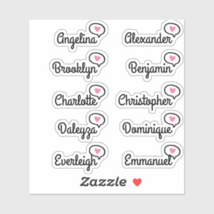 Pegatina Divertido Discurso del Corazón Rosa Bubble Guest L