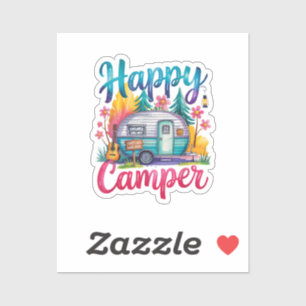 Pegatina Divertido Feliz Campista Ropa de Camping Remolque