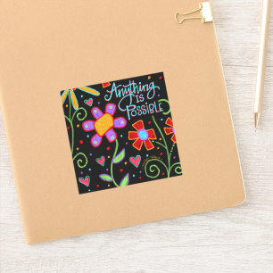 Pegatina Divertido Floral "Todo es posible"