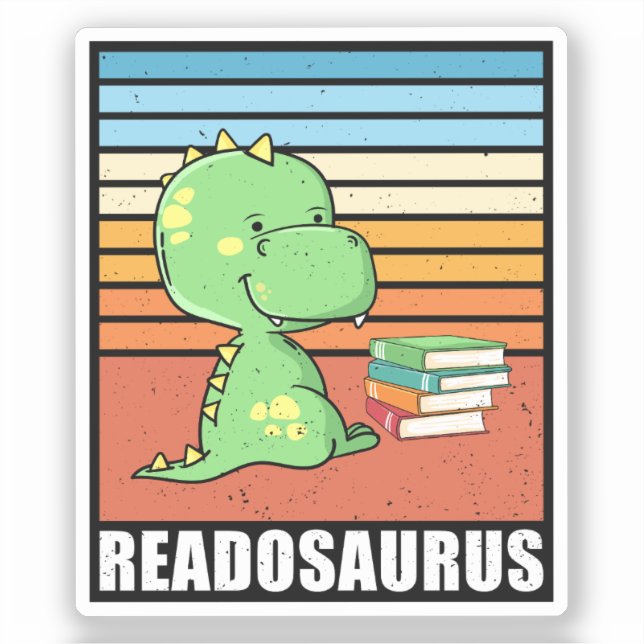 Pegatina Divertido libro Readosaurus Dinosaur leyendo Dino  (Anverso)