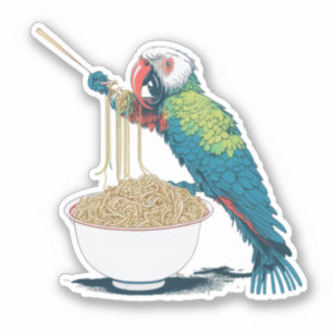 Pegatina Divertido loro comiendo fideos de Ramen
