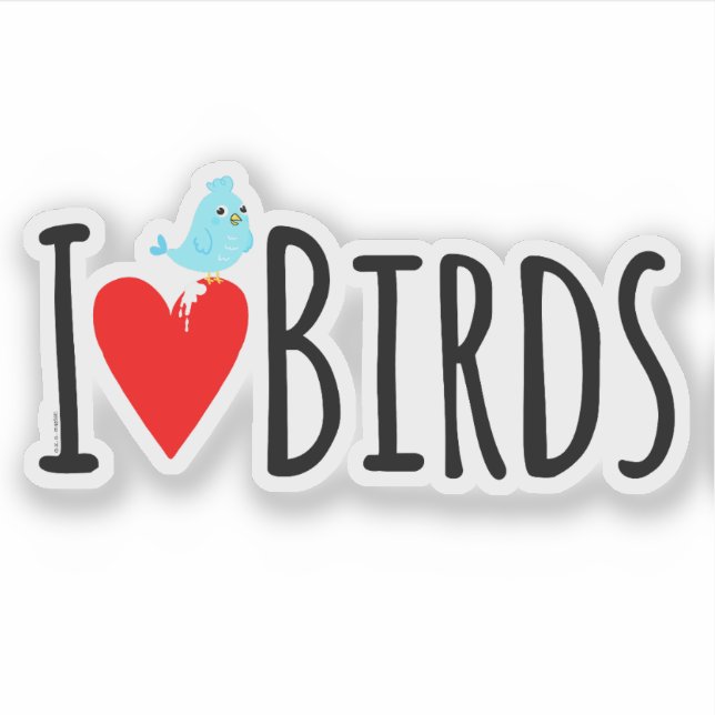 Pegatina  Divertido Me Encantan Los Pájaros  (Anverso)