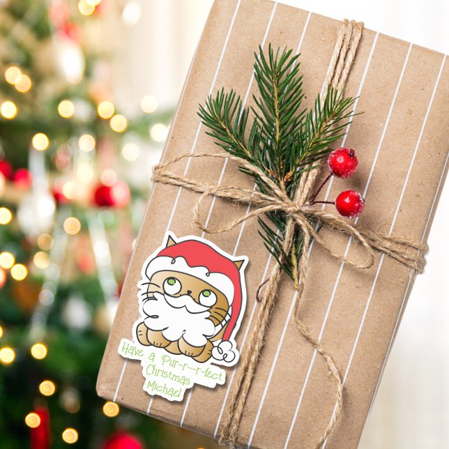 Pegatina Divertido Personalizado de gatos Navidades curos (Subido por el creador)