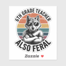 Pegatina Divertido profesor de 6º grado lobo también feroz