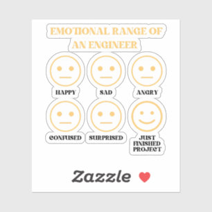 Pegatina Divertido Rango Emocional De Un Ingeniero