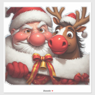 Pegatina 🎅 Divertido Santa de Dibujos Animados y Diversión